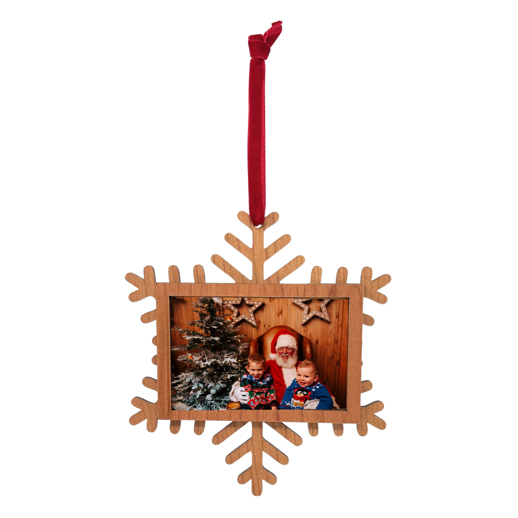 Christmas Snowflake Hanger Ornament L4 Wood 70 x 45mm Insert - Pack of 12